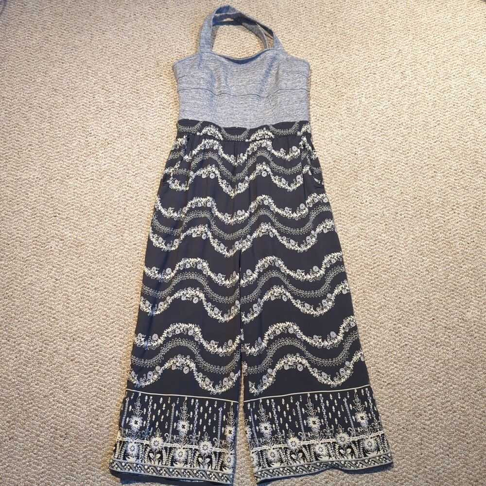 Anthropologie Lilka Maple Lane Jumpsuit Large Floral Wide Leg Flowy Cropped
